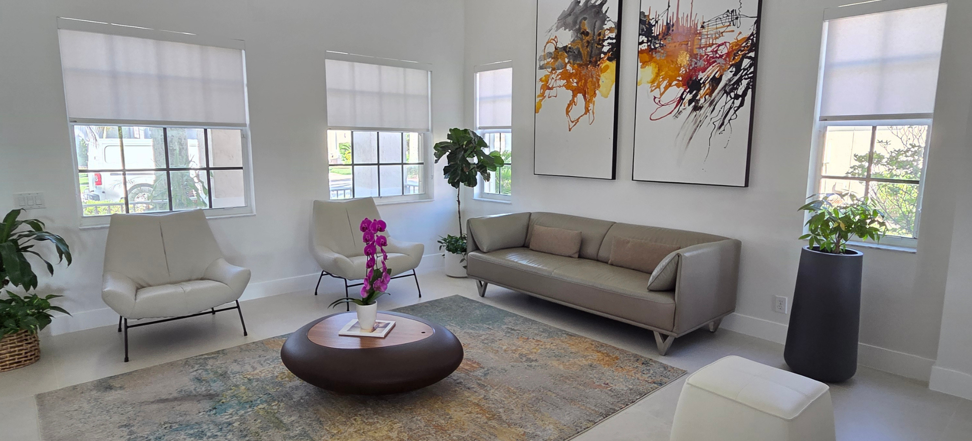 drapery, roller shades, roller blinds, sliding panel, roman shades, zebra shades, window tints / films